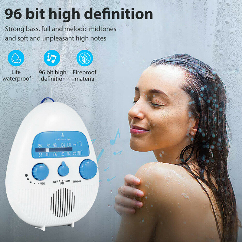 Portable Waterproof Shower Radio Bathroom Hanging Music Radio Speaker