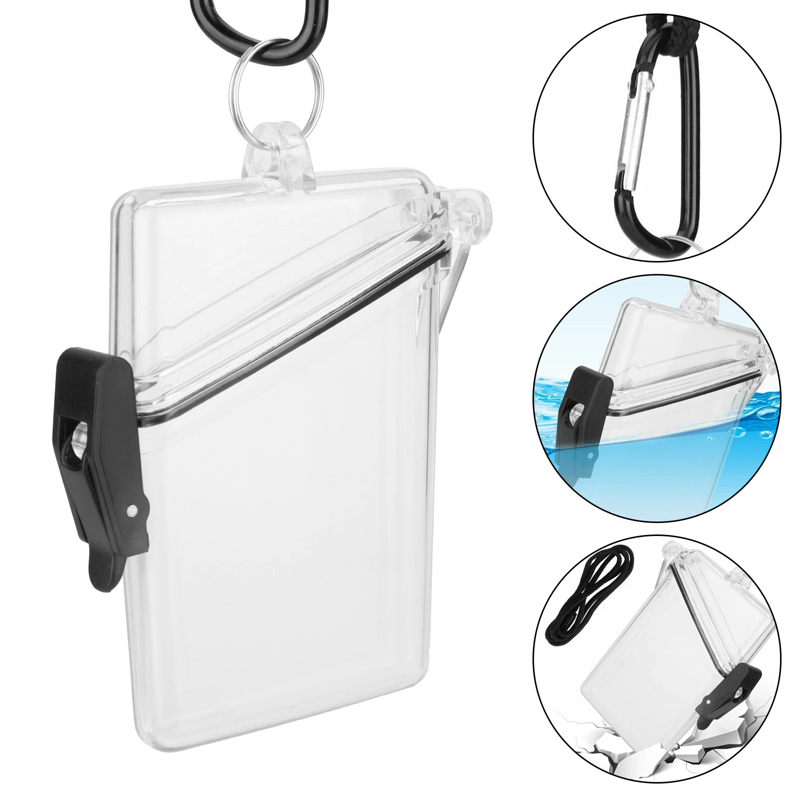 Portable Waterproof Sport Case Key Cash Work Id Card Holder Badge W/Lanyard+Clip