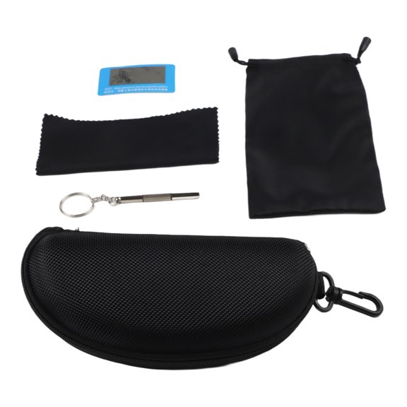 Portable Waterproof Sunglasses Case with Hard Shell Zipper Protective Storage Pouch Lens Cloth Screwdriver and Polarization Test Card Accessory Set