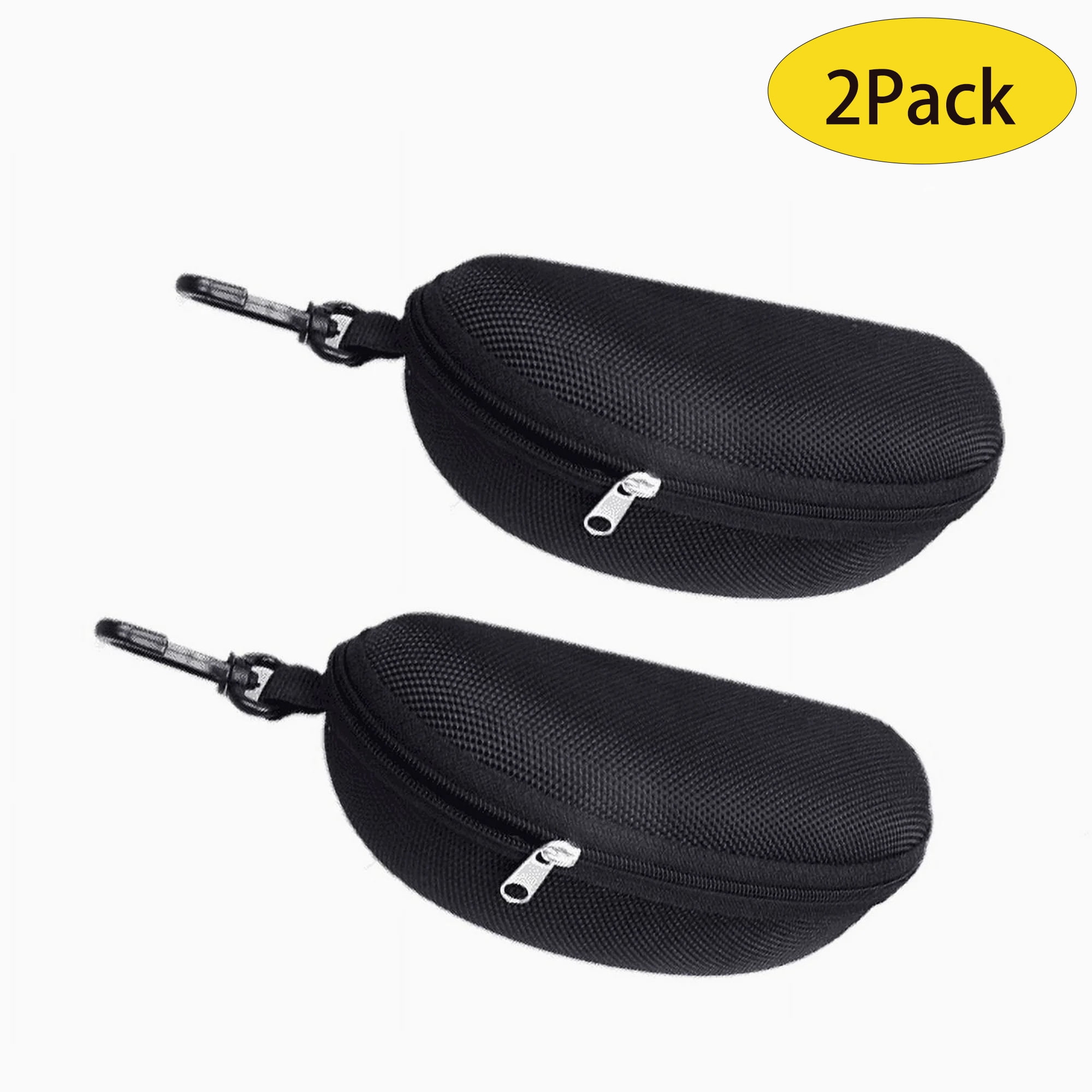 Portable Waterproof Sunglasses Eyeglasses Case Zipper Hard Shell Box With Clip 2 Pack