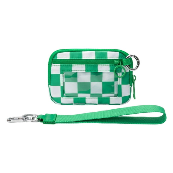 Portable Waterproof Wristlet Pouch,Clear Card Slot Organizer Bag,Stylish Plaid Pattern Wristlet for Travel,Daily Commute,Outdoor Activities,Secure Hands-Free Small Purse for Essentials-G
