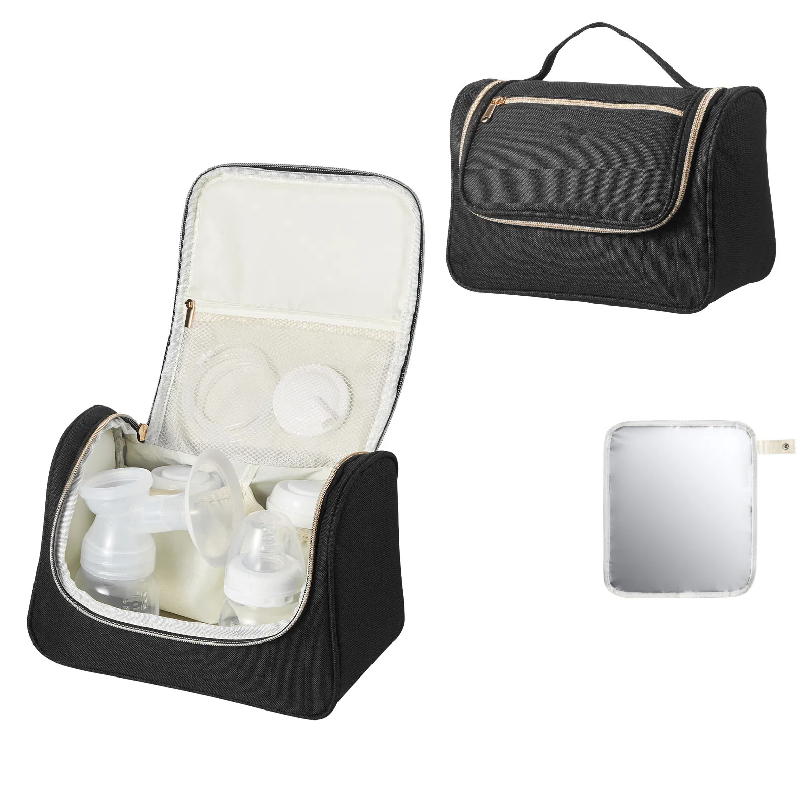Portable Wearable Breast Pump Bag with Waterproof Mat,Ideal for M5/M6,Includes Pumping Accessories and Breastmilk Storage,Perfect for Work and Travel,Black