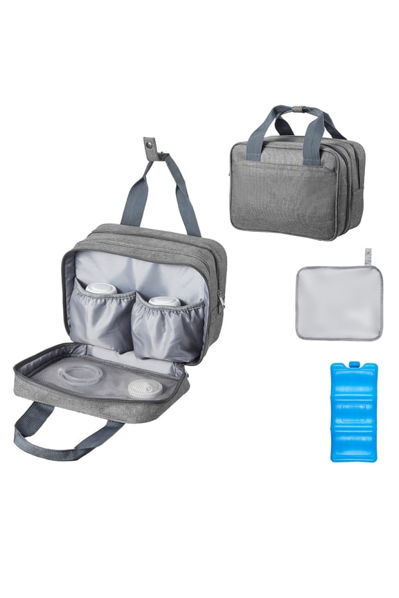 Wearable Breast Pump Bag, Breast Feeding Bag with Ice Pack, Fits for M5/M6, Pumping Accessories & Breastmilk Storage, Portable Pump Carrying Case for Work, Travel & Family Use, Grey