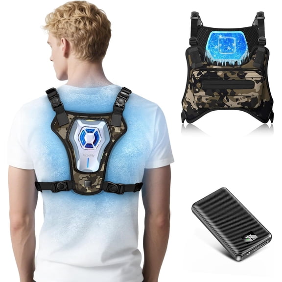 Portable Wearable Cooling Vest with 30000mAh Battery Pack & Cooling Plate, Lightweight Portable Back Air Conditioner