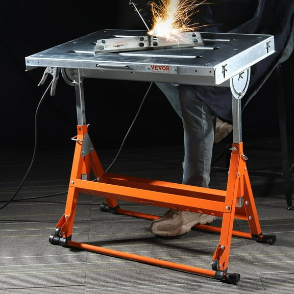 Portable Welding Table 30x20 Inches, 400lbs Load, 3 Tilt Angles, Retractable Rails & Wheels  Folding Steel Workbench