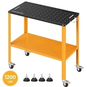 Portable Welding Table 36"x18",CAMMOO 1200LBS Garage Steel Welding Workbench for Home Shop, 4 Lockable Casters, 5/8" Holes