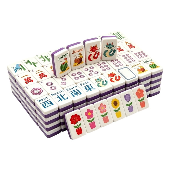 Portable Western Mah Jongg Set 160 Premium Acrylic American Mahjong Tiles for Social Gaming Travel Complete Game Set