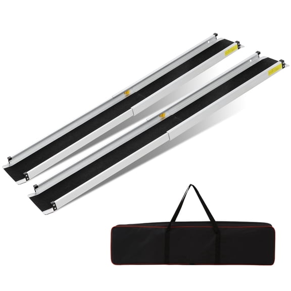 Adjustable Wheelchair Ramp, 4 ft 600 lbs Capacity, Non-Slip Aluminum Folding Threshold Ramp, Foldable Mobility Scooter Ramp Wheel Chair Ramp,Handicap Ramp for Home Steps,Stairs,Doorways