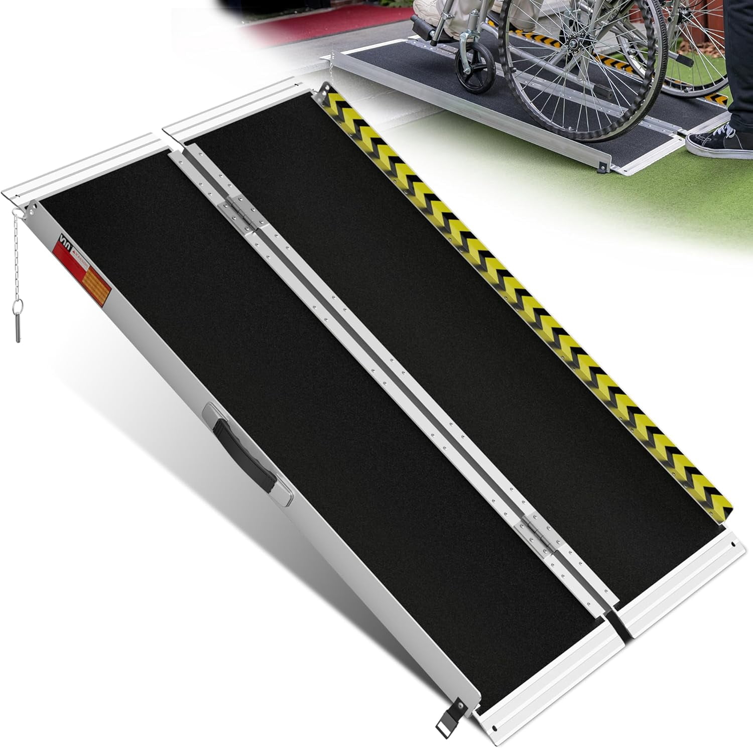 Trans Ramp Walk Portable Wheelchair Ramp 4FT, Non-Slip Aluminum Folding Handicap Ramps ...