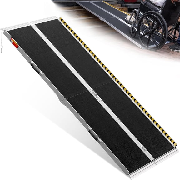 Portable Wheelchair Ramp 7ft, Seamless Non-Slip Aluminum Ramps for Wheelchairs for Home, Home Steps, Aluminum Loading Dock Plates