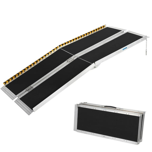 Portable Wheelchair Ramp, Non-Slip Aluminum Folding Handicap Ramp, Non-Skid Scooter Ramp for Car, 600 LBS Capacity Threshold Ramp for Home, Steps, Stairs, Doorways, Curbs