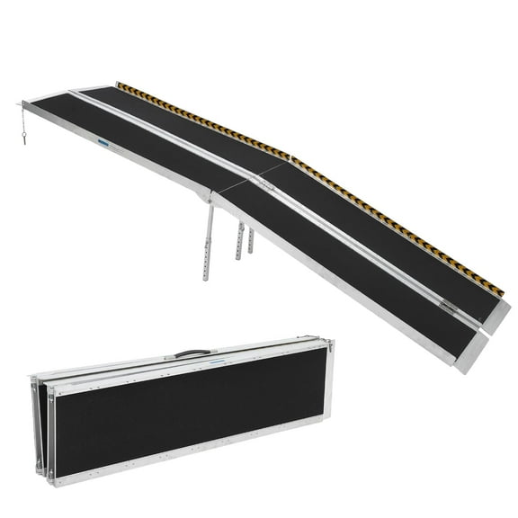 Portable Wheelchair Ramp, Non-Slip Aluminum Folding Handicap Ramp with Non-Skid Surface and Reflective Strips, Door Threshold Ramps for Car, Doorways, Curbs, Stairs, Cart