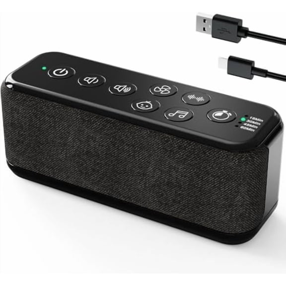 Portable White Noise Machine for Adults & Kids, 42 Soothing Sounds, Rechargeable Travel Sound Machine with Rain & Ocean Sounds, Auto-Off Timer & 8-Level Volume Control – Ideal for Sleep & Focus