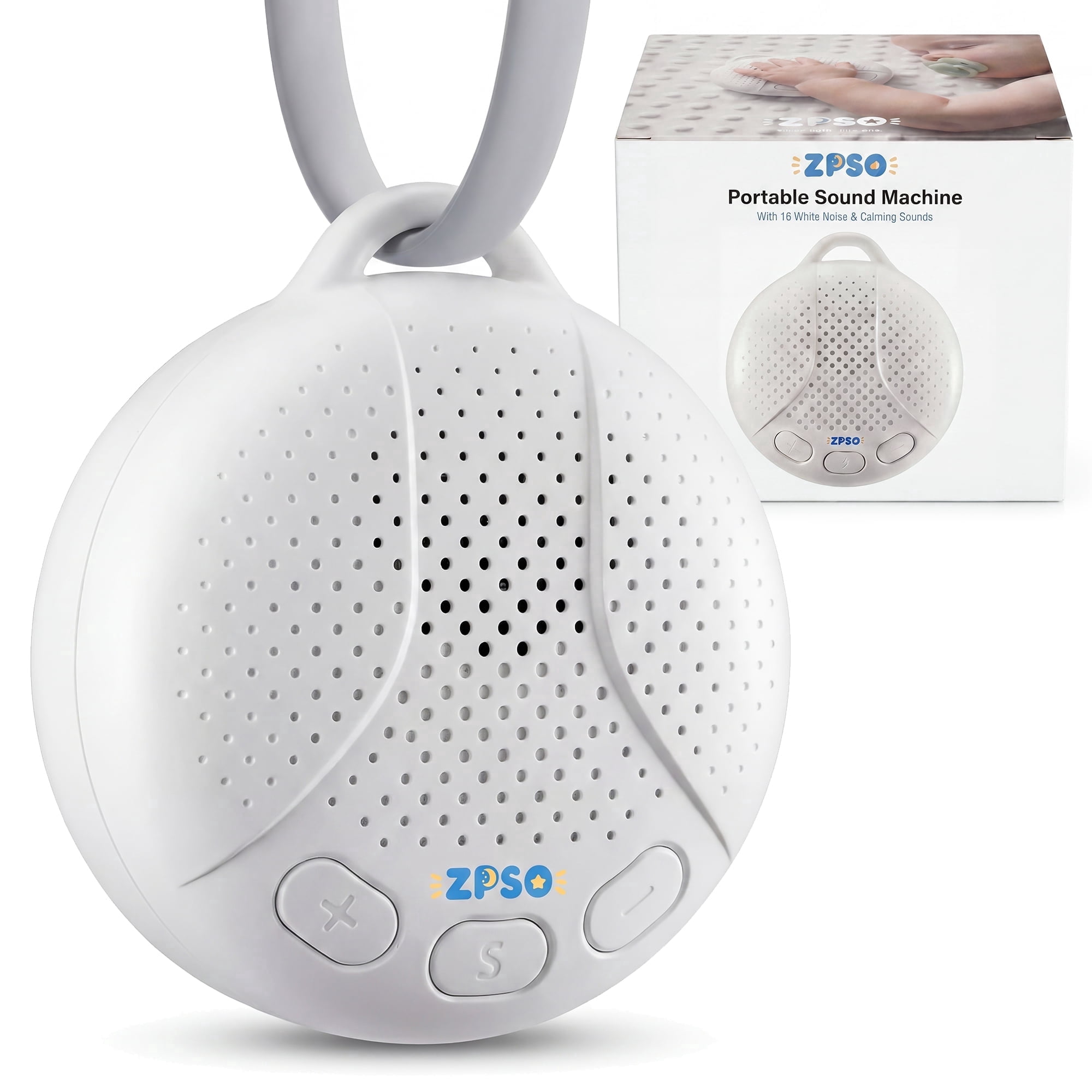 ZPSO White Noise Sound Machine, Portable Sleep Therapy Machine for Baby Adult, Night Light, 16 Soothing Nature Sounds for Home