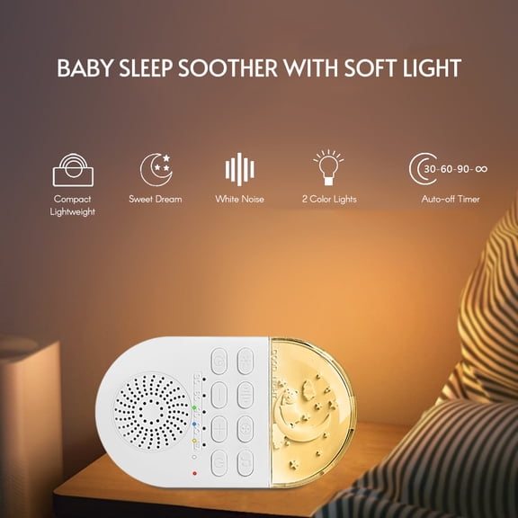 Portable White Noise Sound Machine Baby Sleep Soother with 24 Calming Sounds and Dual Night Light Timer, Rechargeable Sleep Therapy for Nursery and Travel (4.7 x 2.8 Inches / 12 x 7 cm)