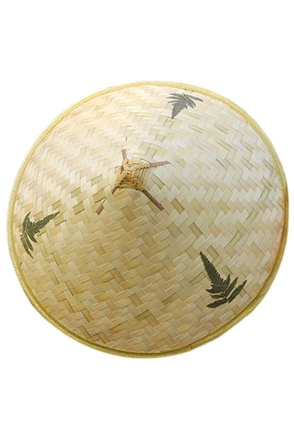 Portable Wide Brim Sun Hat Weaving Traditional Cap for Kids Sunproof Cone Hat with Adjustable Chin Rope