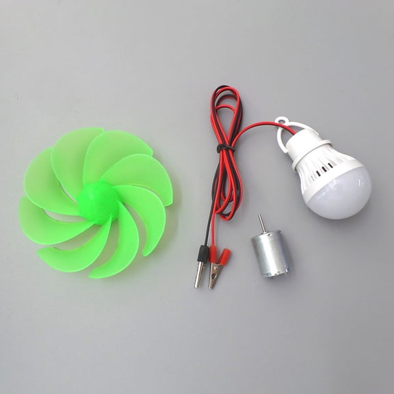 Portable Wind Turbine Motor Kit for DIY Projects, Educational Wind Energy Generator with LED Light, Compact Science Experiment Set for Classroom and Home Learning Activities