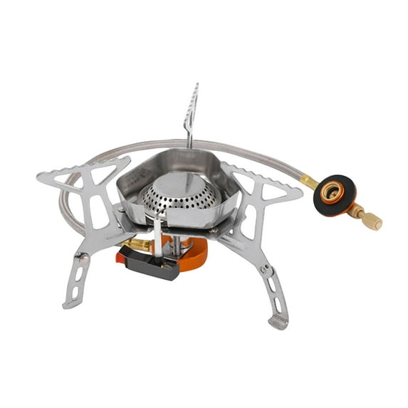 Portable Windproof Camping Stove With Fuel Canister Adapter, Piezo Igniter, Foldable Burner For Outdoor Camping Hiking And Picnic