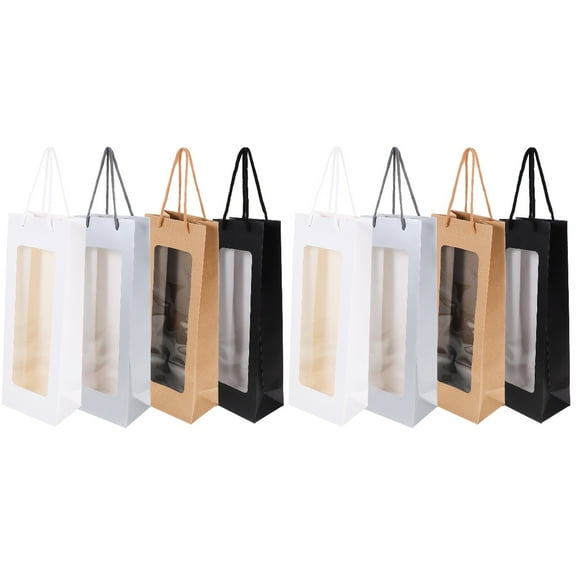 Portable Wine Packaging Bag Bottle Gift Bags with Handles Shopping 8 Pcs Paper Whiskey Decanter Wrapping