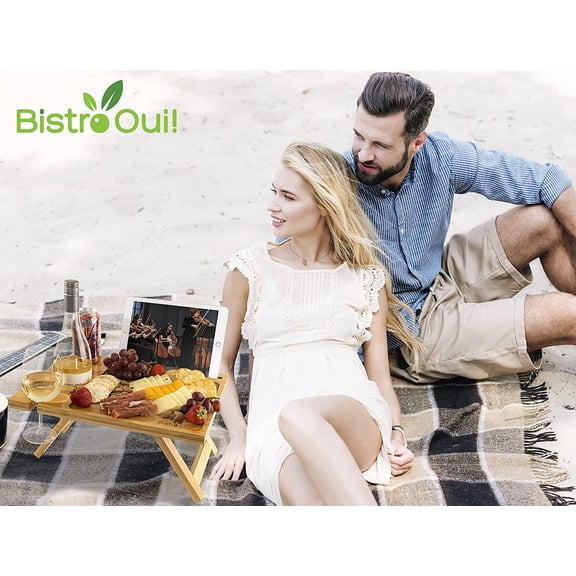 Portable Wine Table Folding Mini Picnic Snack Tray for Beach Camping RV Outdoor Concerts Breakfast Bed Fire