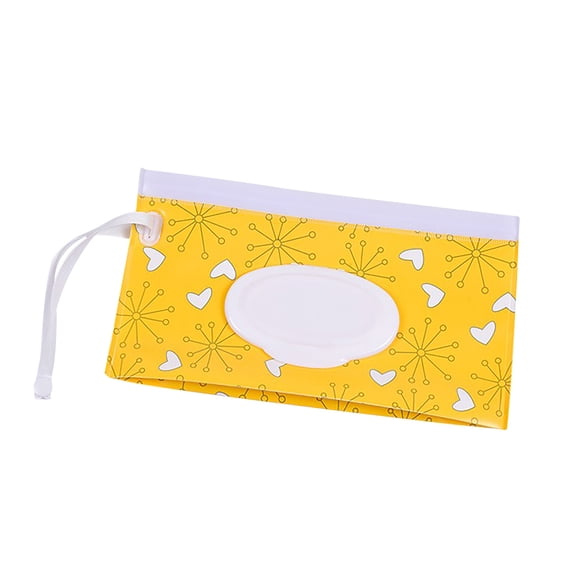 Portable Wipe Case, Reusable Wet Tissue Dispenser Travel Friendly Environmentally Friendly EVA Pouch Waterproof Seal Container Diaper Bag Accessory Carrier Yellow