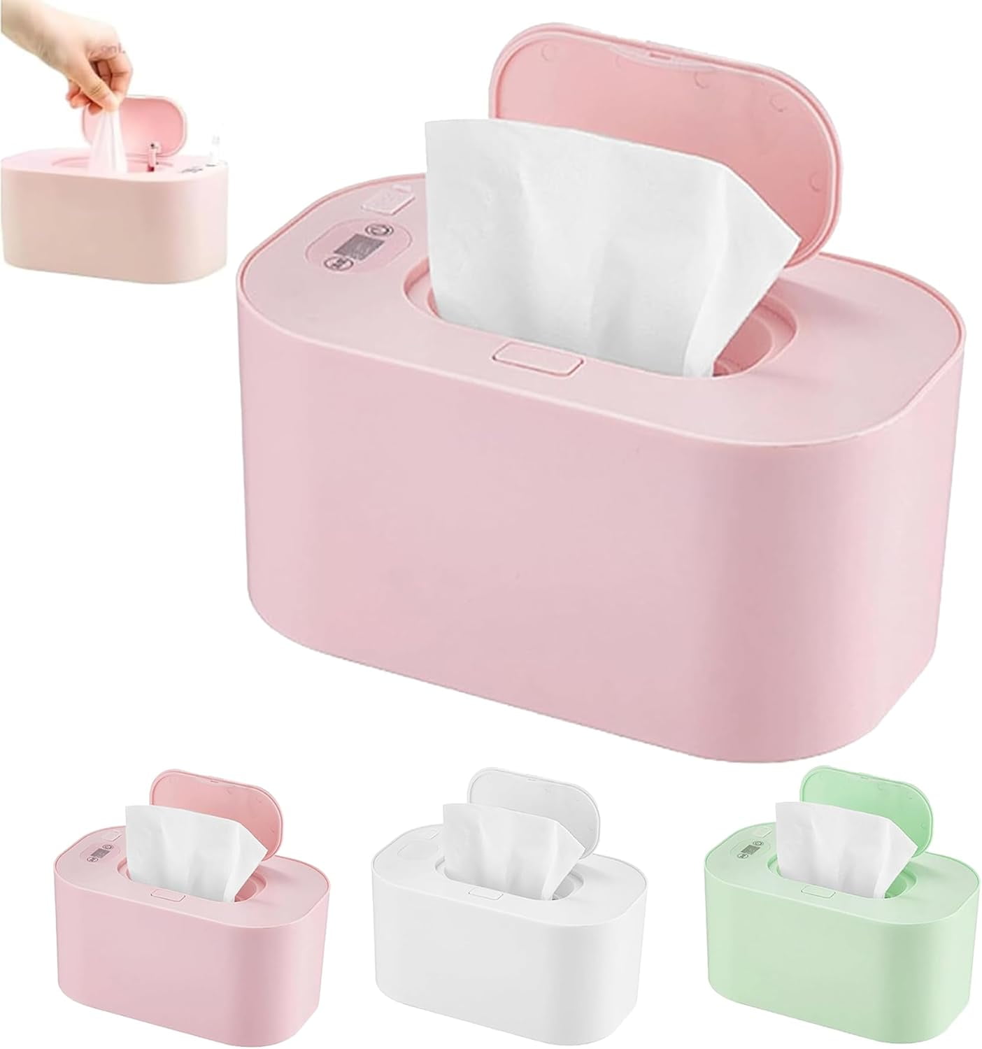 Portable Wipe Warmer Dispenser with LED Display - USB Powered, Adjustable Temperature Control, Even Heating, Large Capacity for Home, Car & Travel (Pink)(XX)