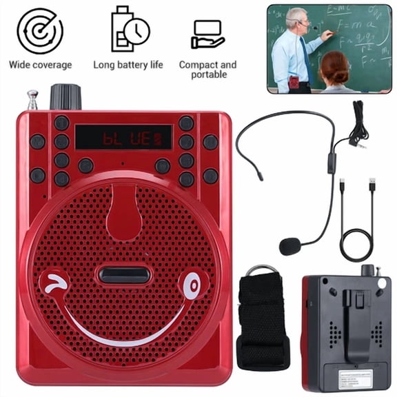 Portable Wireless Amplifier With Wired Microphone Bt-82 Red Voice Amplifier Am
