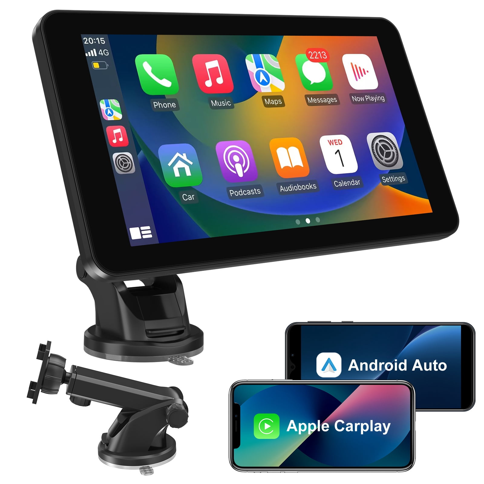 ESSGOO 7" Full HD Wireless Car Stereo: Apple CarPlay & Android Auto, Magic Link Screen Mirroring, Bluetooth 5.0, GPS Navigation, FM/AUX Audio – Universal Fit for Cars, Trucks, SUVs, RVs