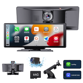 MHCABSR Portable Apple CarPlay In-Car Display, 10.26-inch Wireless Apple CarPlay and Android Car Stereo, 4K HD Dashcam