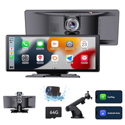MHCABSR Portable Apple CarPlay In-Car Display, 10.26-inch Wireless Apple CarPlay and Android Car Stereo, 4K HD Dashcam