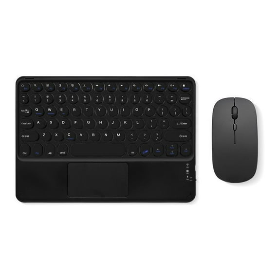 Portable Wireless Bluetooth Keyboard with Touchpad, Ultra-Thin Rechargeable Bluetooth Keyboard Mini with trackpad Round Key for iPad pro/iPad/iOS/Android (Black)