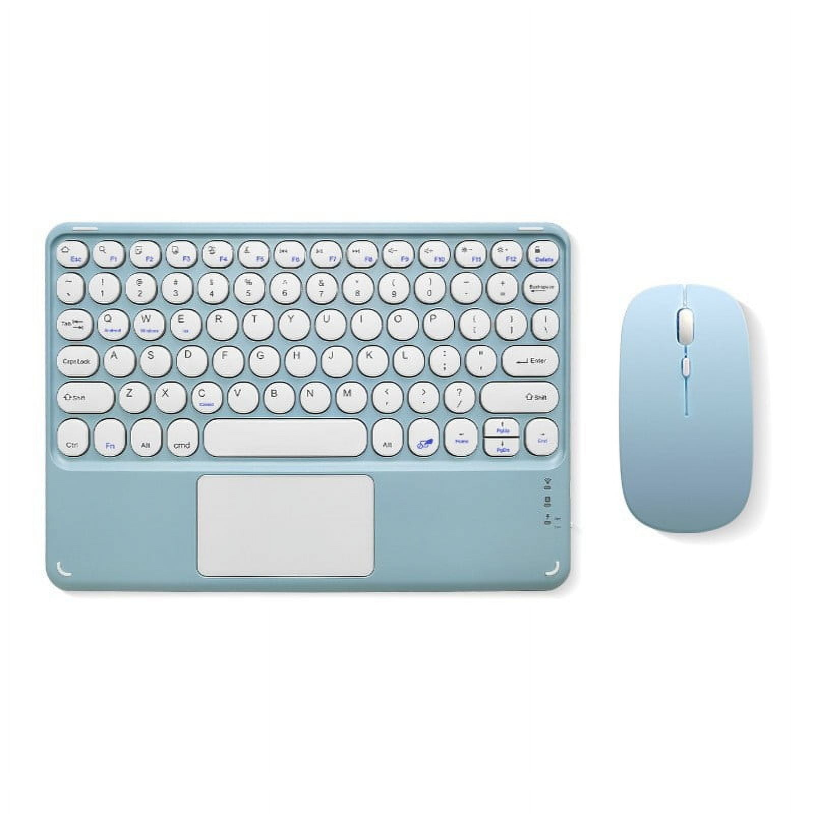 Portable Wireless Bluetooth Keyboard with Touchpad, Ultra-Thin Rechargeable Bluetooth Keyboard Mini with trackpad Round Key for iPad pro/iPad/iOS/Android (Blue)