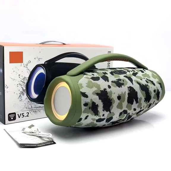 Portable Wireless Bluetooth Speaker with RGB Lights, Booms BOX3 High-Power Outdoor Party Speaker, 40W Loud Sound, 8-Hour Playtime, Water-Resistant Boom Box with TF Card & FM Radio