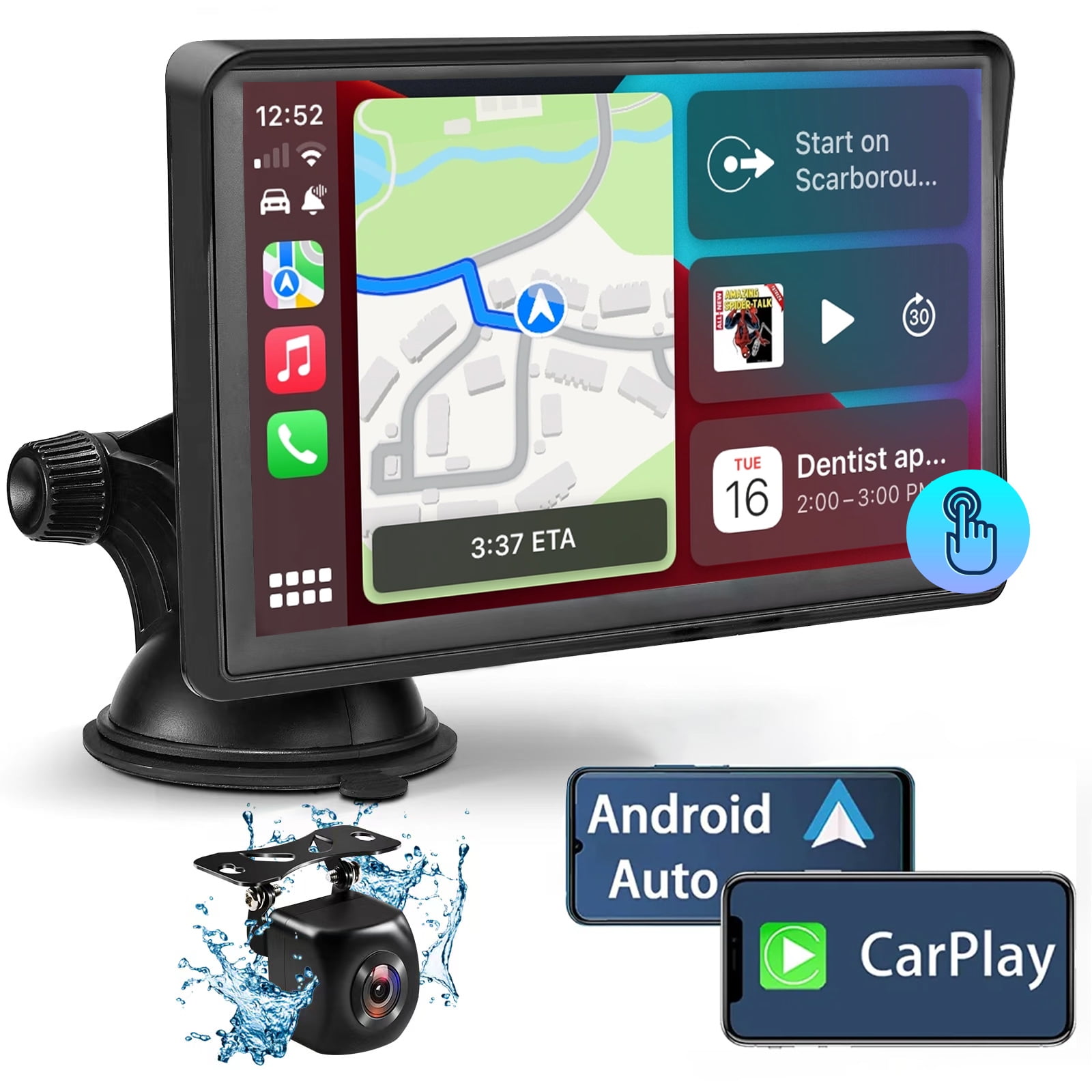 2+64G 9 pulgadas Android doble DIN estéreo para coche con Apple Carplay  Android Auto Mirror Link reproductor multimedia pantalla táctil Radio con