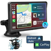 Portable Wireless Car Stereo, 7 Inch FHD Touchscreen, Backup View Camera, Apple CarPlay & Android Auto, Voice Controll