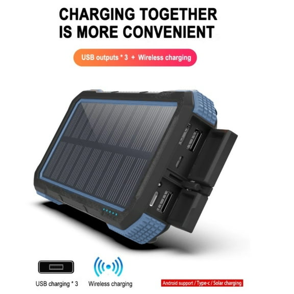Portable Wireless Charging Power Bank Solar Powered 26800mAh Outdoor Charger