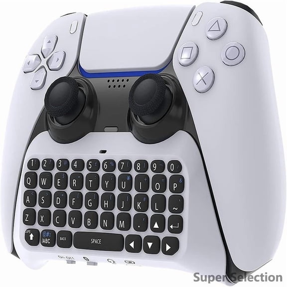 Portable Wireless Controller Keyboard With Built-in Speaker, Bluetooth Chatpad For Gaming, QWERTY Keyboard Compatible With PlayStation 5, 3.5mm Jack & Type-C Charging,White,funny