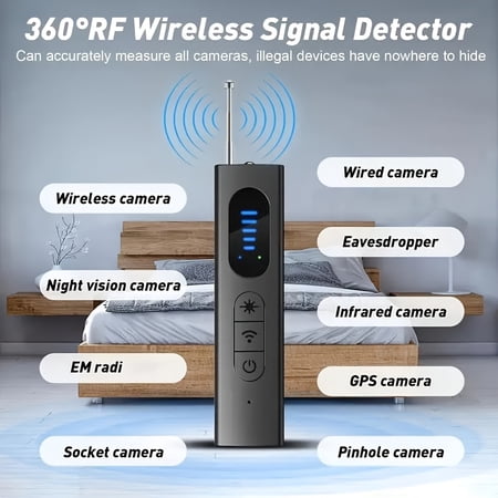 Portable Wireless Detector, Anti-spy Detector Bug Detector, Invisible Detector And Bug Detector, Suitable for In- Hotel Travel Office, Level 6 Sensitivity