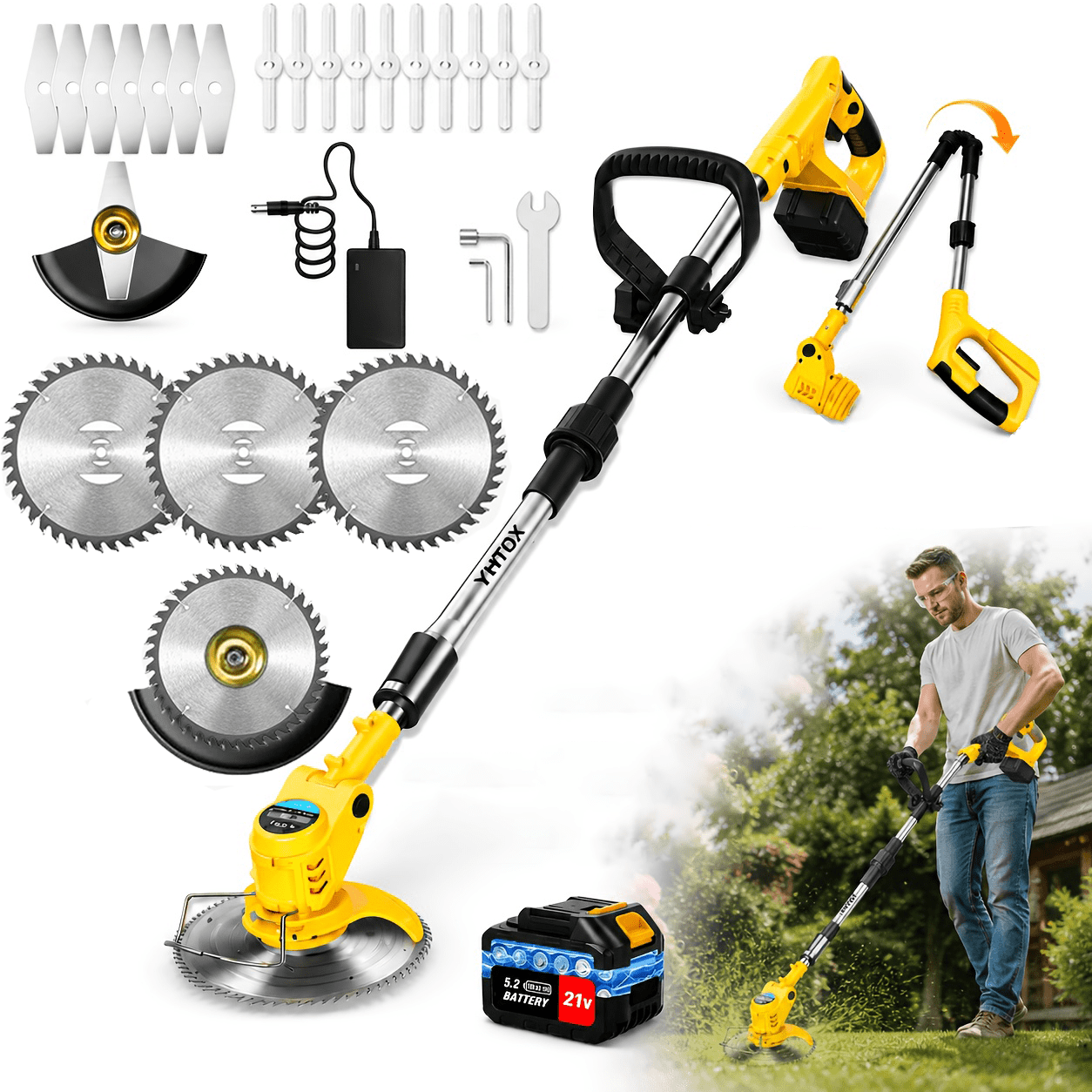 Portable Wireless Electric Lawn Mower for Home Use – Multifunctional ...