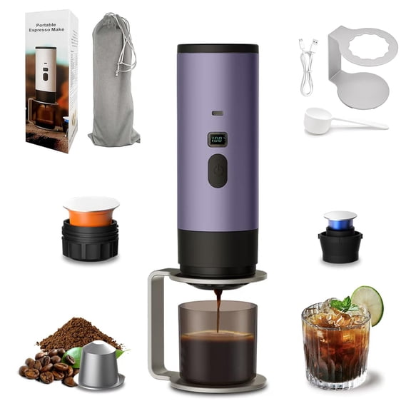 Portable Wireless Espresso Maker,3-in-1 Portable Coffee Maker with LED Temp Display, One Touch Brew for Ground Coffee & Capsules, Rechargeable Travel Coffee Machine