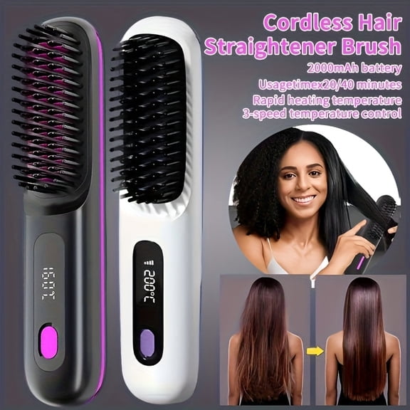 Portable Wireless Hair Straightener, 3 Temperature Settings, USB Charging, Auto Power Off, Lightweight and Compact Design, Suitable for Travel - Long-lasting Shine