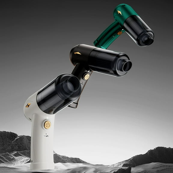 Portable Wireless Handheld Car Vacuum Cleaner, 3-in-1 Suction, Blower & Vacuum Pump, Turbo Motor, USB Rechargeable, LED Light, Strong Suction Power, for Home and Auto Cleaning, White/Black/Green