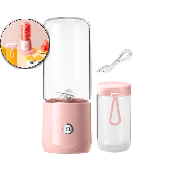 Portable Wireless Juicer Cup – Mini Automatic Fruit & Vegetable Blender with 2 Cups, 6-Blade Stainless Steel, USB-C Rechargeable, Leak-Proof for Travel, Office & Home