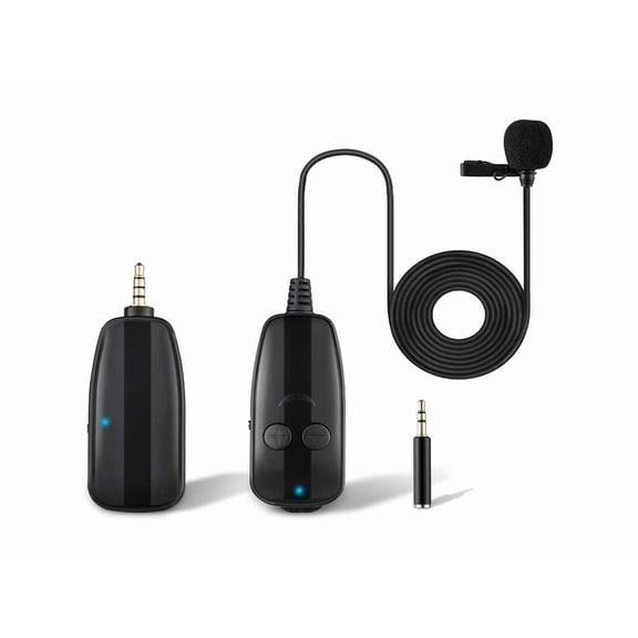 Portable Wireless Lavalier Microphone for iPhone/Android Phone/Camera, 130 ft Range, 3.5mm TRRS Output, UHF Rechargeable Wireless Lapel Mic for Video Recording, YouTube, Vlogging, Interview