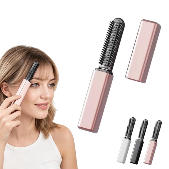 Portable Wireless Mini Bang Styling Comb, Cordless Mini Hair Straightener for Bangs and On-the-Go Styling