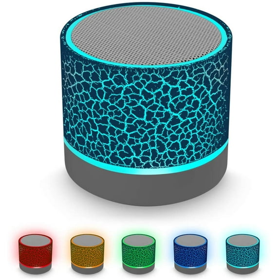 "Portable Wireless Mini Bluetooth Speaker,AI Super Bass Stereo Rechargeable Speaker with LED Lights - Blue"