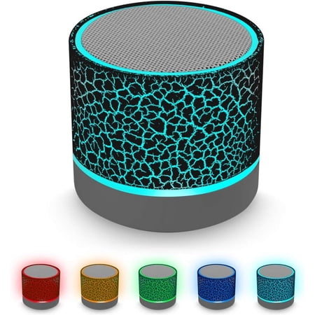 Portable Wireless Mini Bluetooth Speaker, Super Bass Stereo Rechargeable Speaker with LED Lights