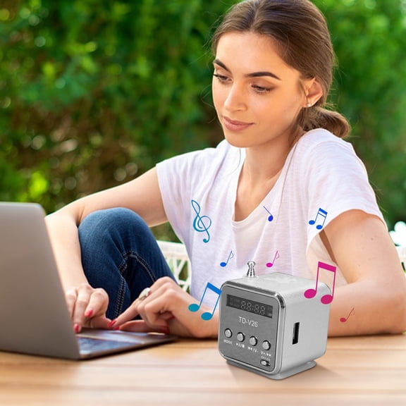 Portable Wireless Mini Speaker, with Screen, Support USB Disk TF Card AUX, Metal, 3W Output, Radio, 550mAh Battery, for Phones Computers MP3 MP4