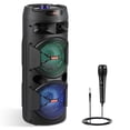 thumbnail image 1 of Portable Wireless PA System with Dual 6.5" Woofers, Bluetooth Speaker, Wired Mic, Remote, AUX/USB/TF Card, TWS, HD Loud Stereo for Indoor Outdoor, 1 of 10