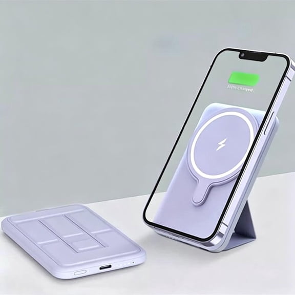 Portable Wireless Power Bank, 5,000mAh Magnetic Charger For IPhone 15 14 13 12 Pro Purple